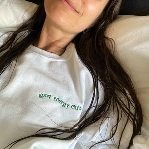 Good Energy Club Sweatshirt - Oversized Sweater  White Embroidered